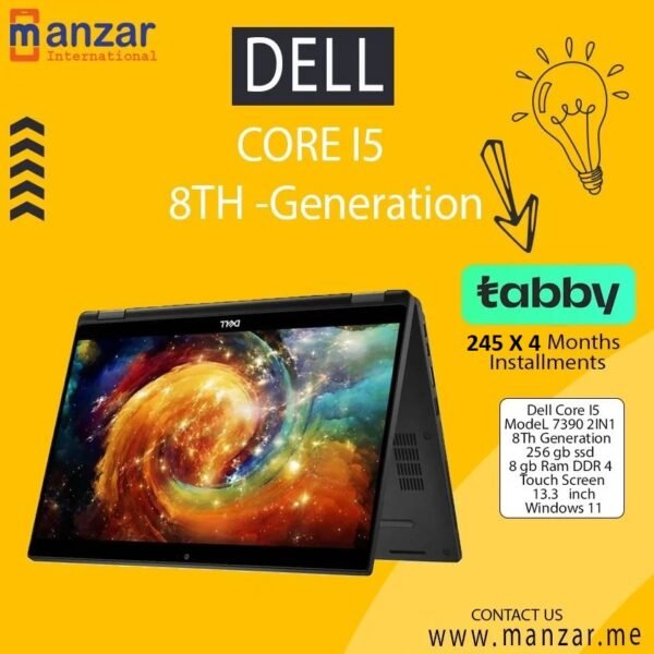 Dell Latitude 7390 2-in-1 Laptop,Touch screen Core i5-8Th-Generation