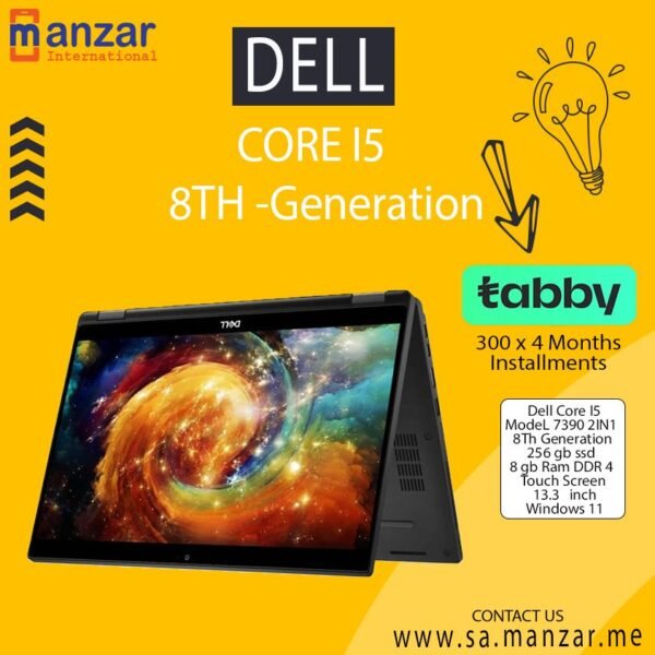 Dell Latitude 7390 2-in-1 Laptop,Touch screen Core i5-8Th-Generation